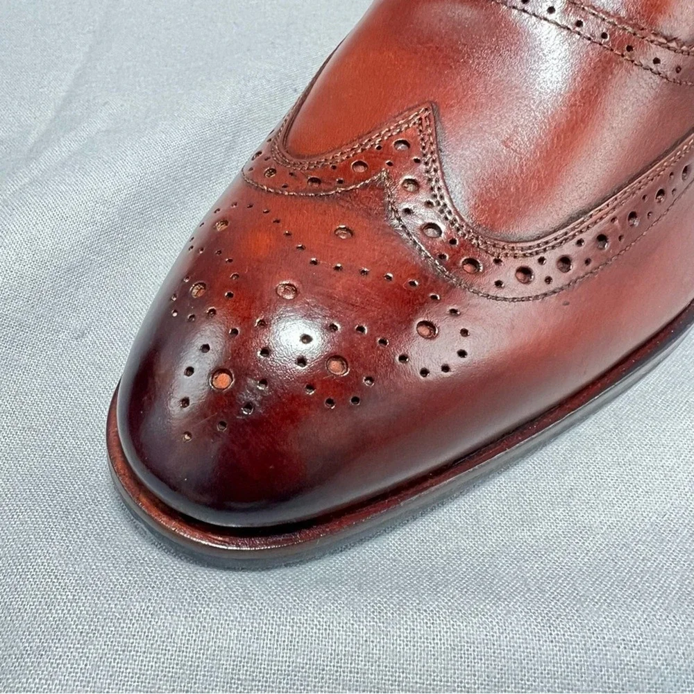 Ted Baker Asonce Leather Longwing Broque Brown Leather Oxford Dress Shoes 13.5